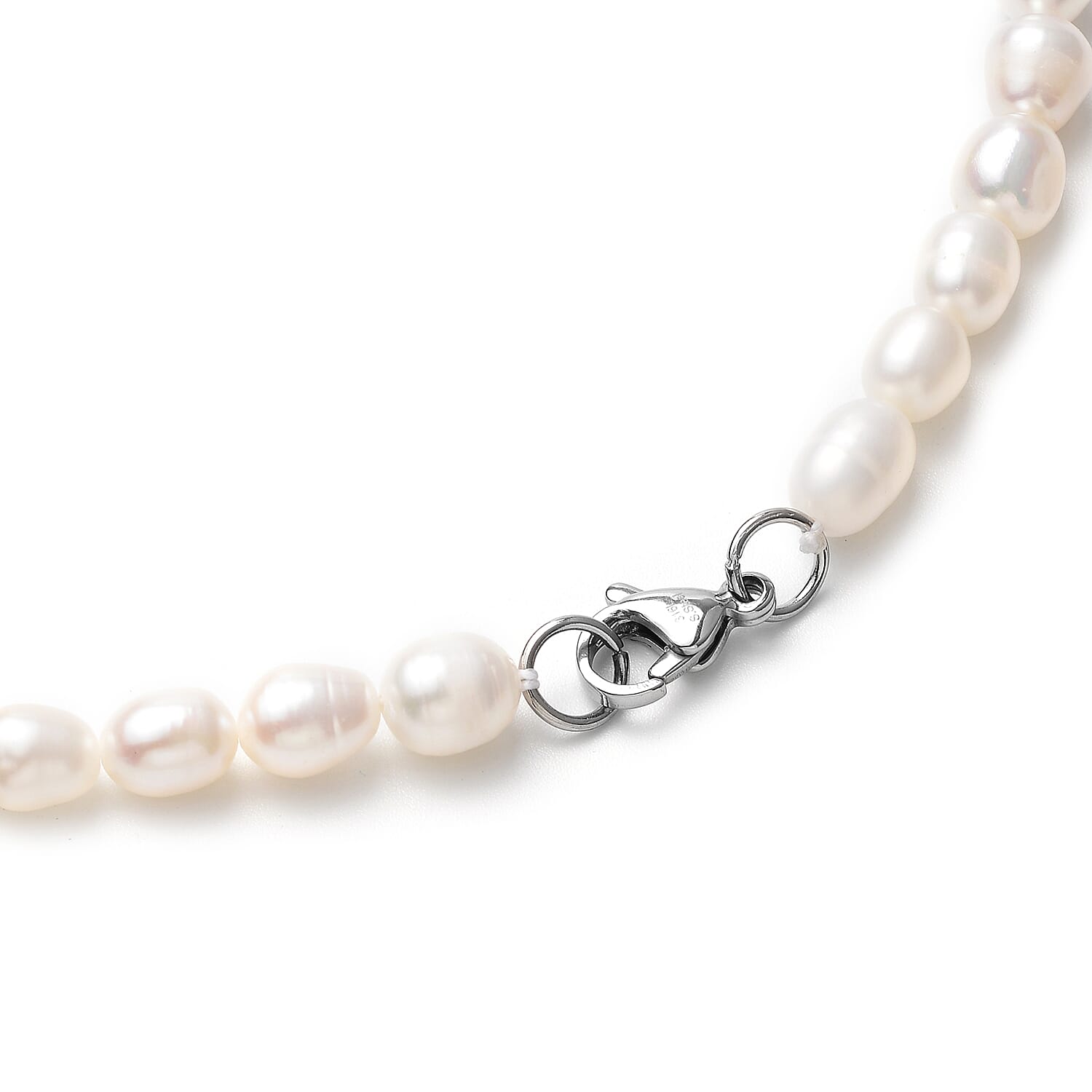 Freshwater Pearl Necklace (Size - 16) in Stainless Steel
