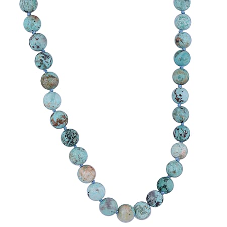 275.00 Ct. 10-12mm Peru Turquoise Necklace Size 20 in Rhodium Plated Sterling Silver