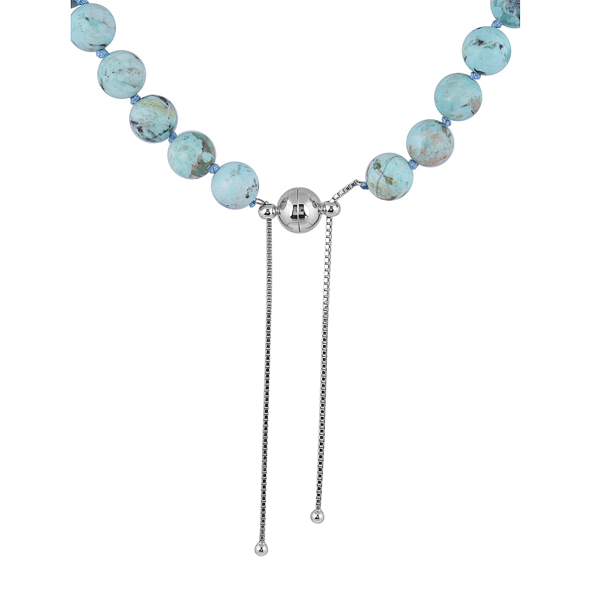 Peruvian Turquoise Necklace (Size 18 to 26) with Magnetic Lock in Rhodium Overlay Sterling Silver 230.00 Ct. Peruvian Turquoise Necklace (Size 18 to 26) with Magnetic Lock in Rhodium Overlay Sterling Silver 230.00 Ct.