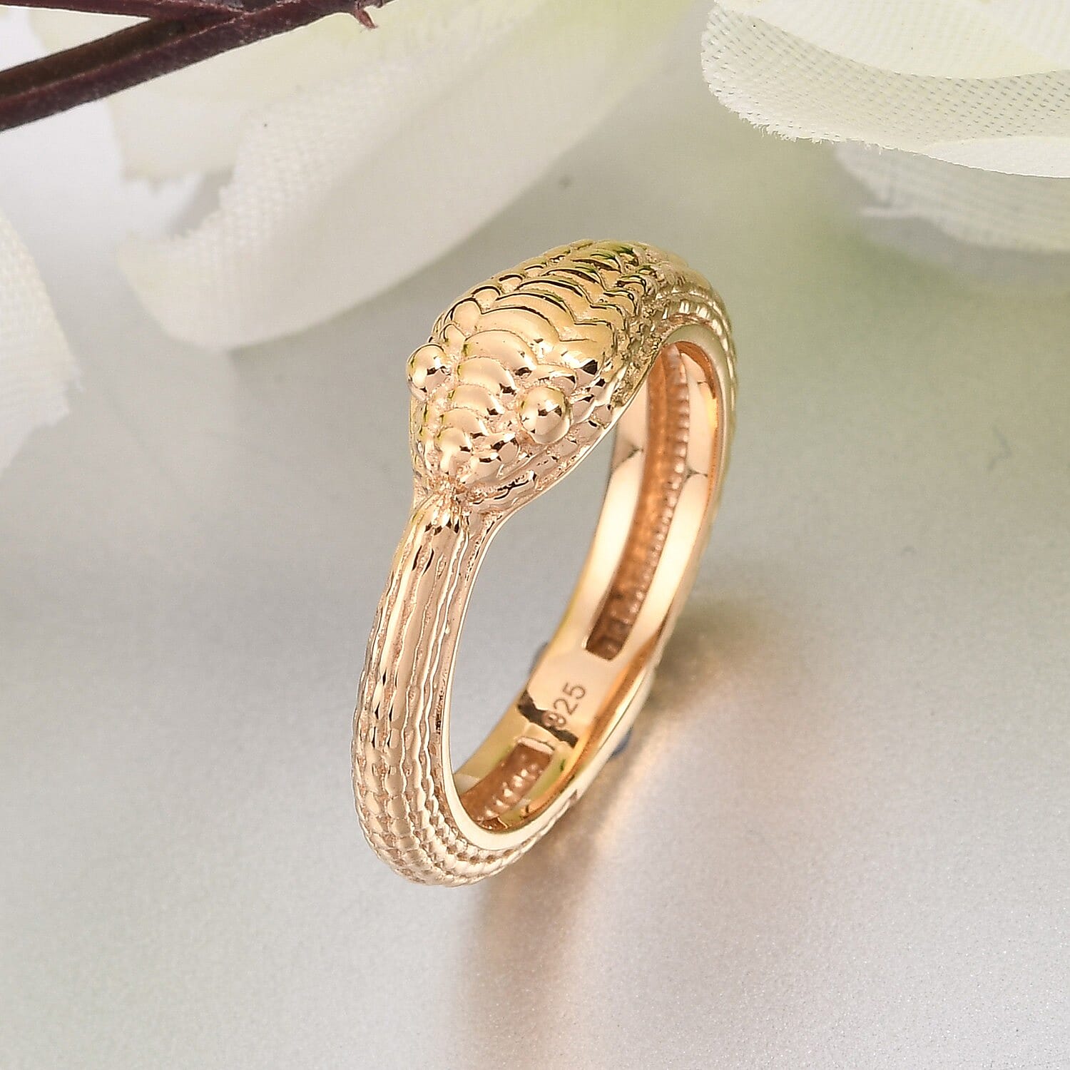 14K Gold Overlay Sterling Silver Snake Ring