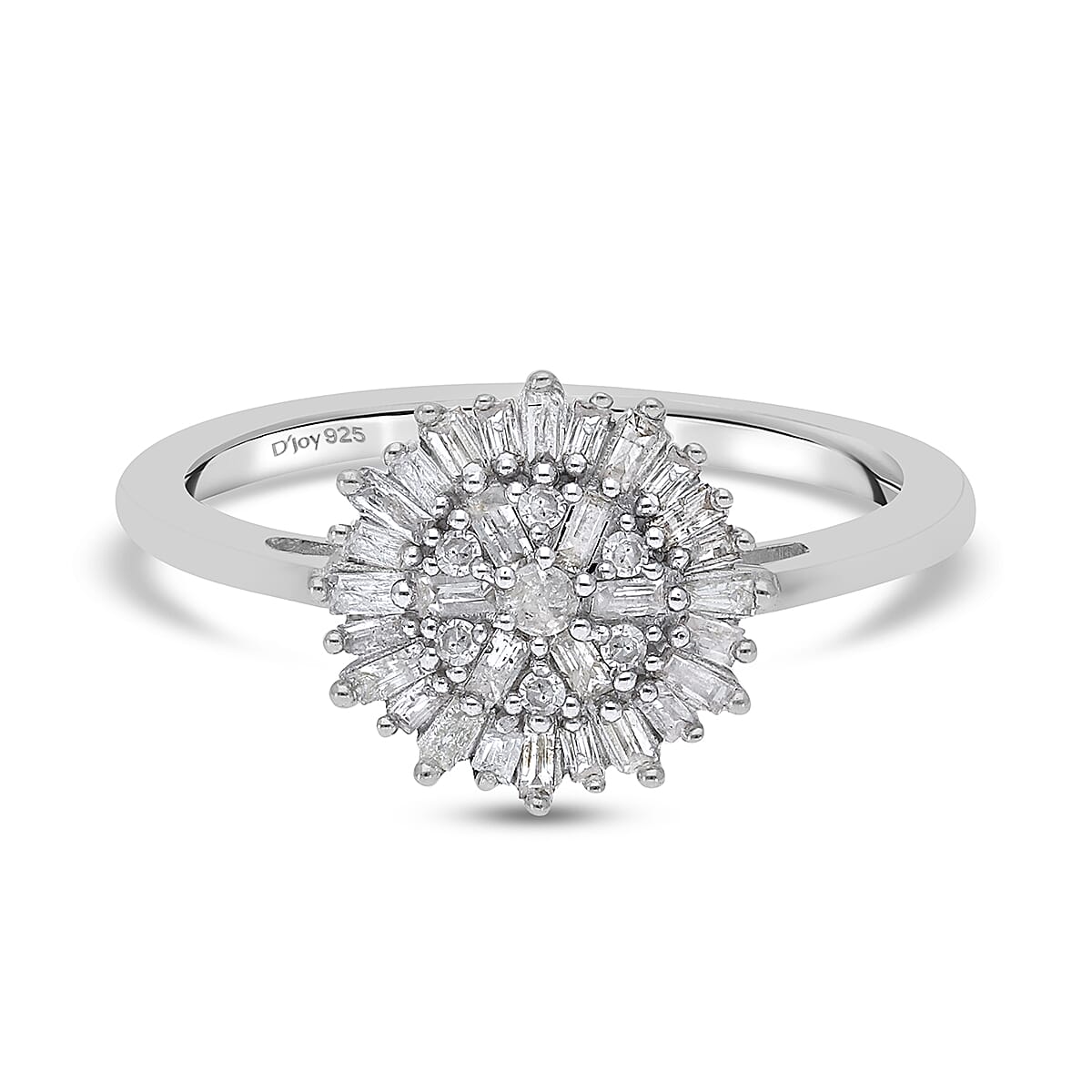 White Diamond Ring in Platinum Overlay Sterling Silver 0.50 Ct.