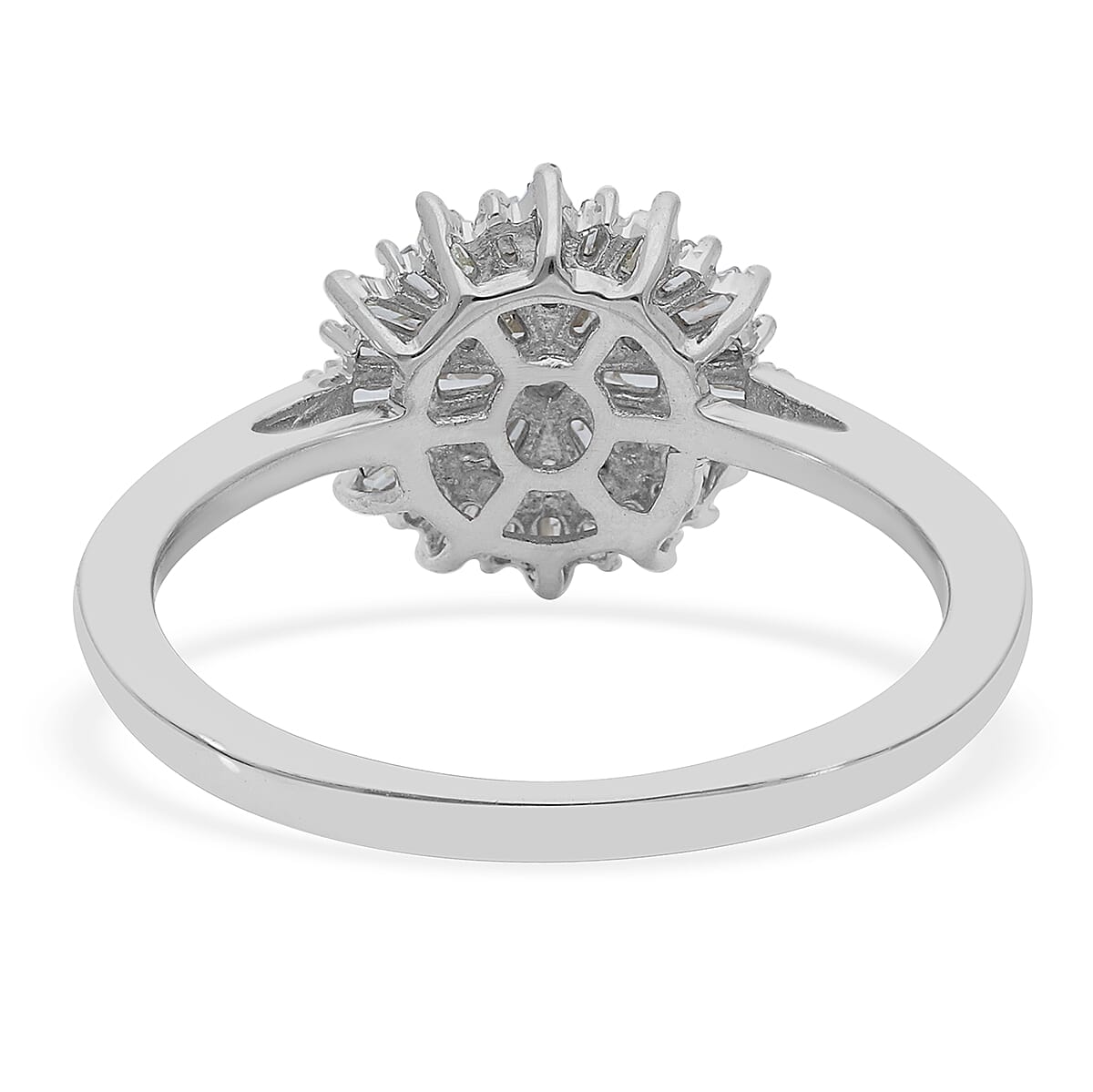 White Diamond Ring in Platinum Overlay Sterling Silver 0.50 Ct.