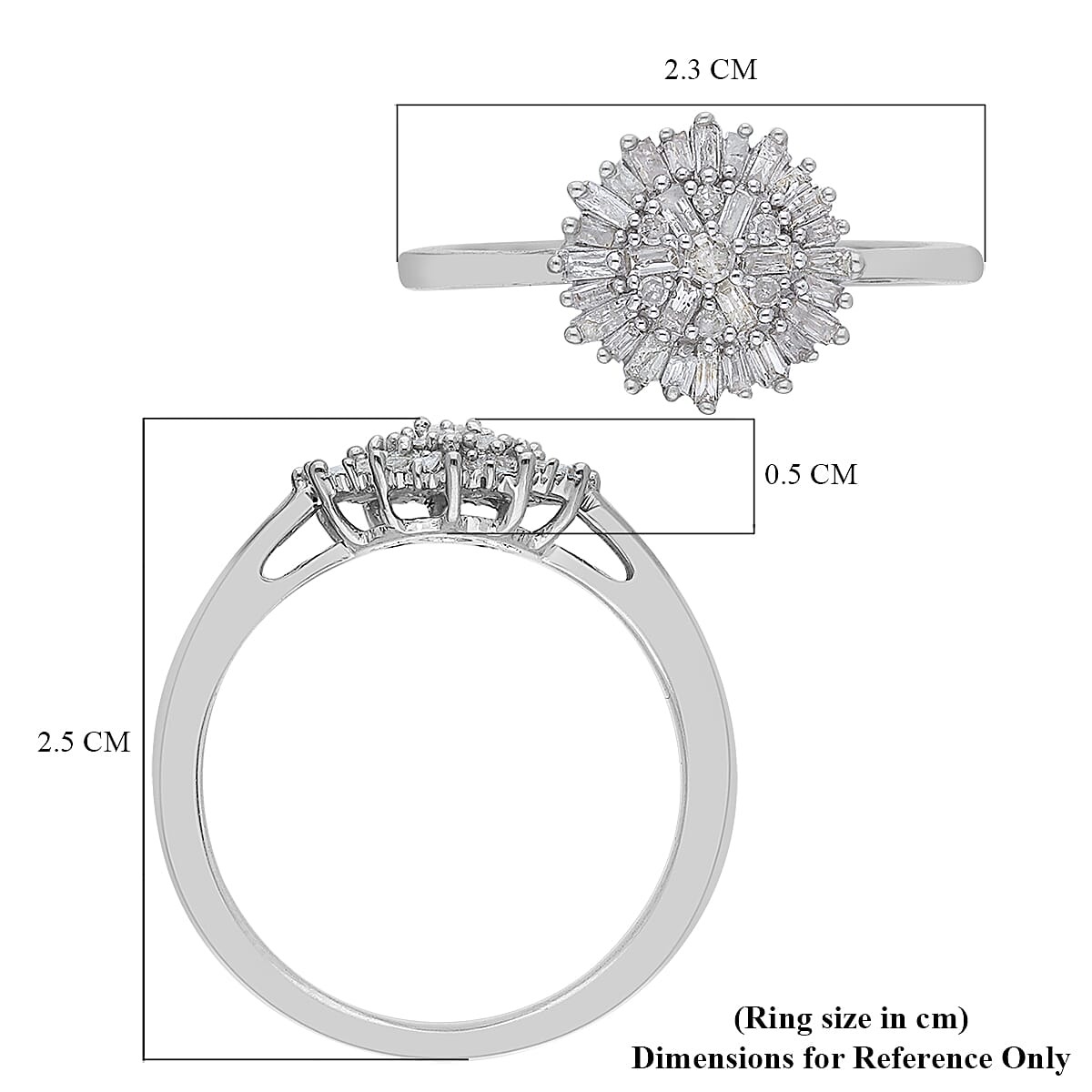 White Diamond Ring in Platinum Overlay Sterling Silver 0.50 Ct.