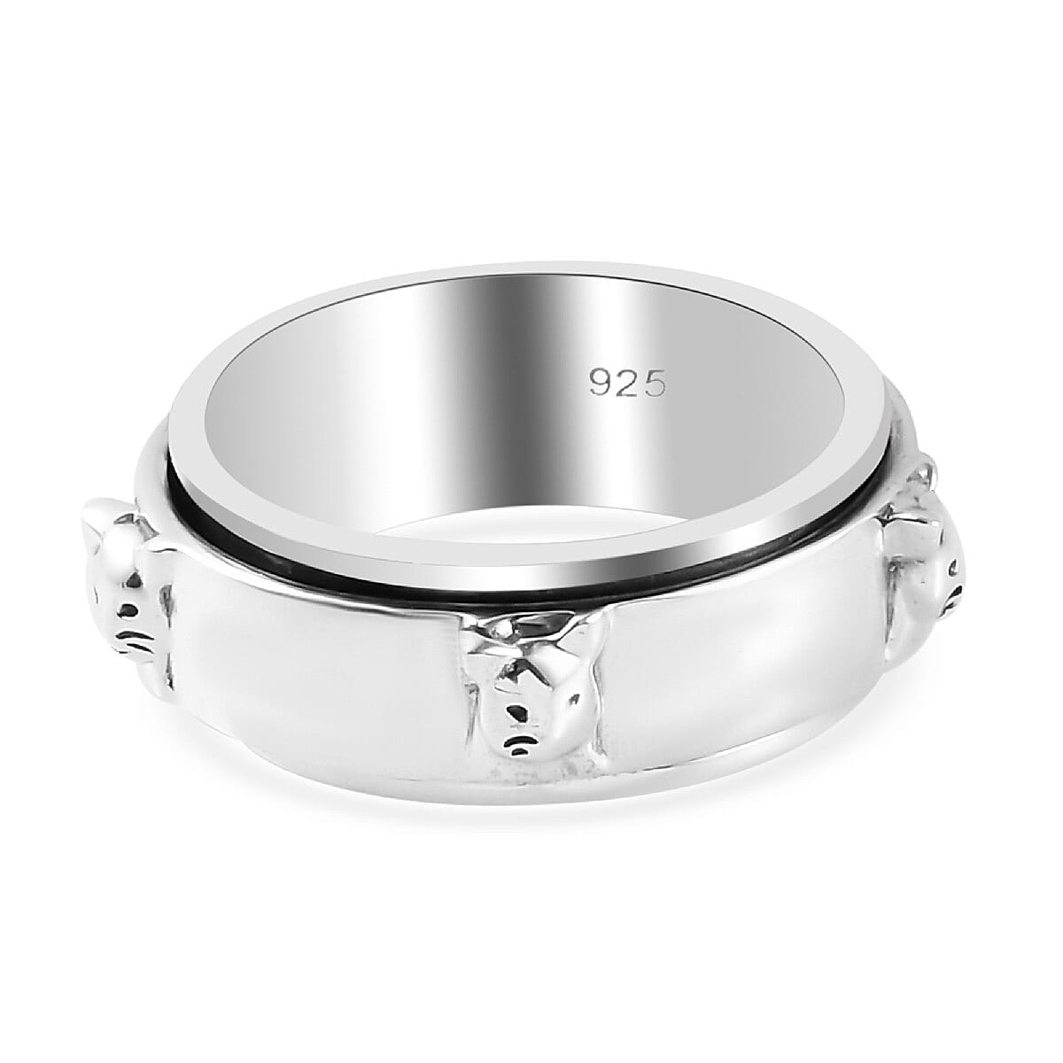 Sterling Silver Cat Spinner Ring, Silver Wt. 7.79 Gms