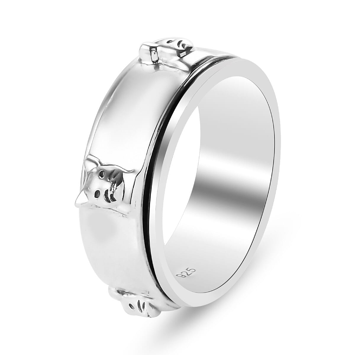 Sterling Silver Cat Spinner Ring, Silver Wt. 7.79 Gms