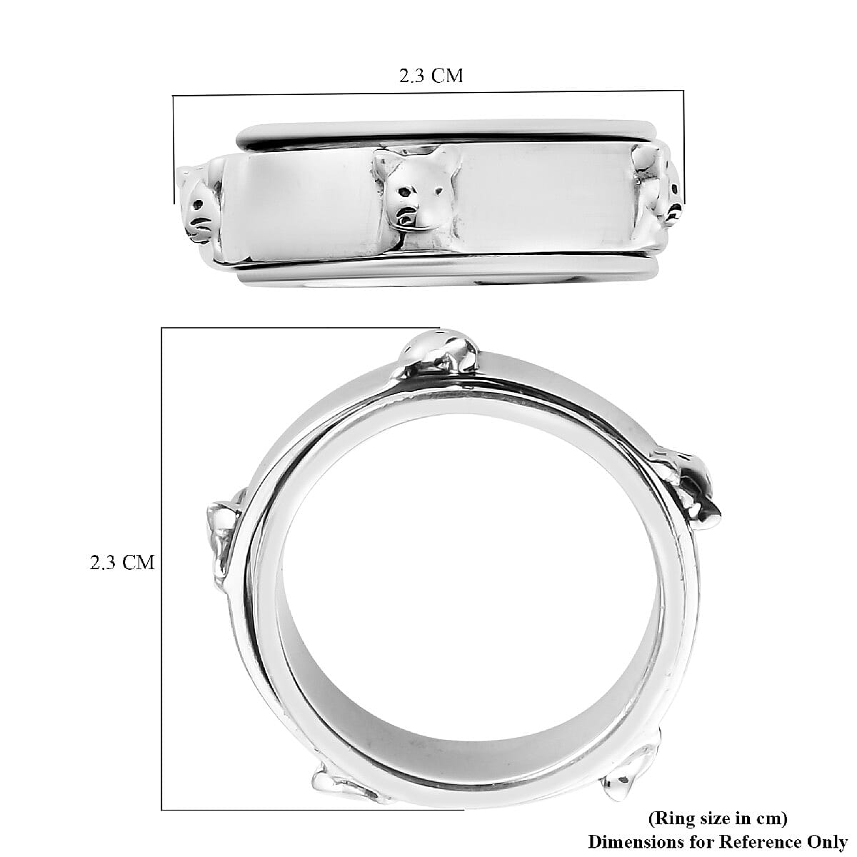 Sterling Silver Cat Spinner Ring, Silver Wt. 7.79 Gms