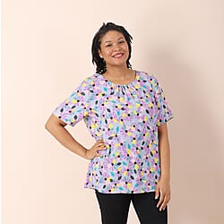 LA MAREY Floral Pattern Round Neckline Blouse - Multicolour