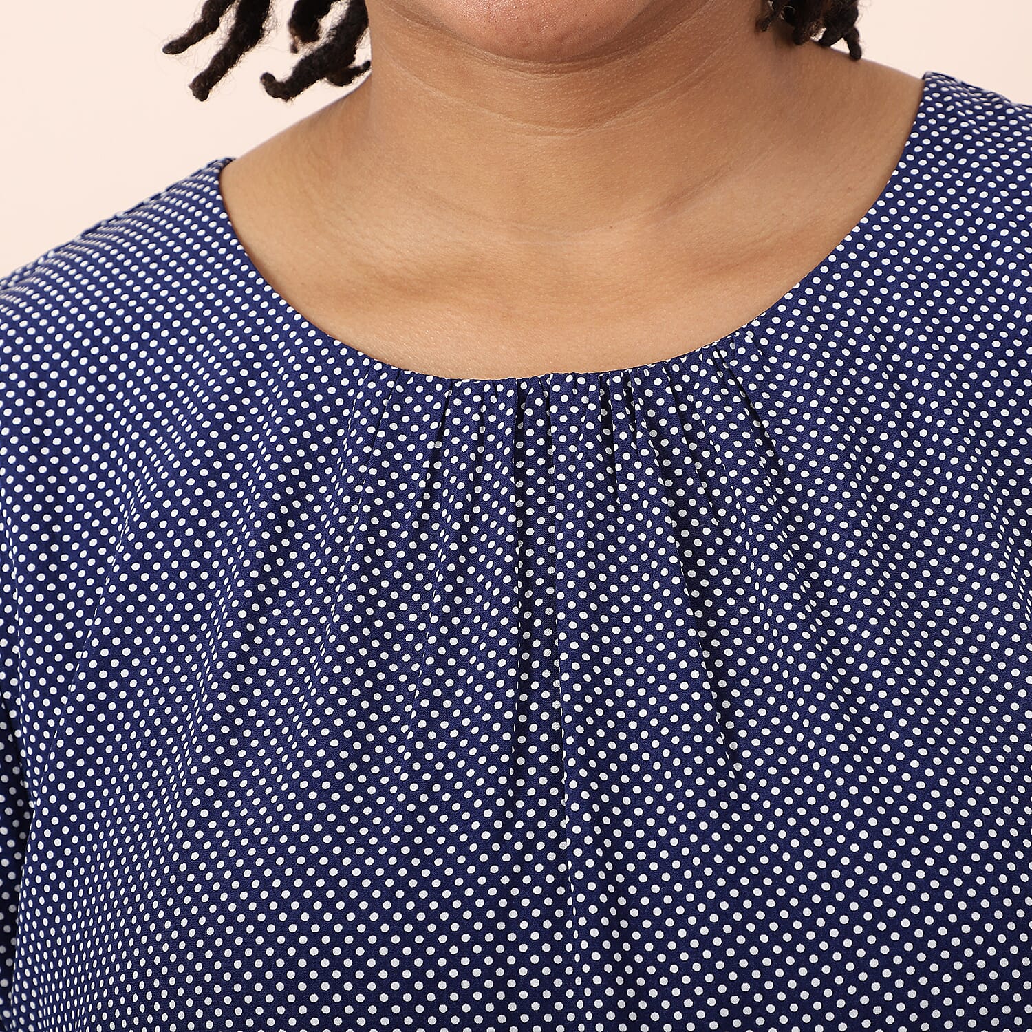 LA MAREY Viscose Floral Pattern Round Neckline Blouse - Black and Blue