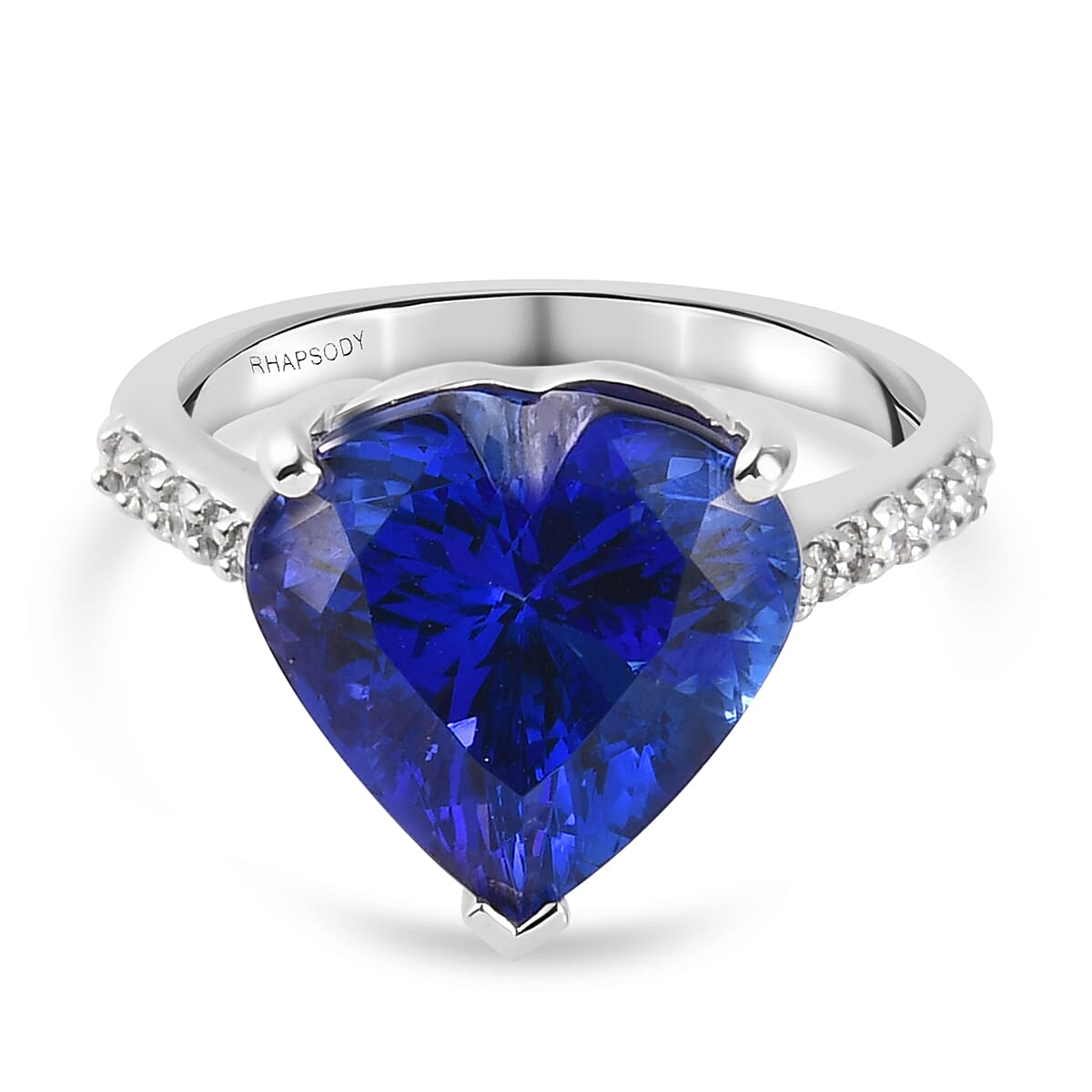 RHAPSODY 950 Platinum AAAA Tanzanite and Diamond (VS-E-F) Ring 8.13 Ct, Platinum wt 7.62 Gms