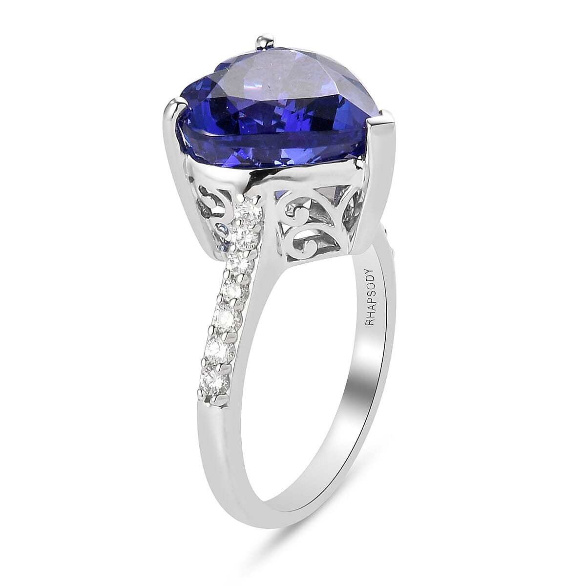 RHAPSODY 950 Platinum AAAA Tanzanite and Diamond (VS-E-F) Ring 8.13 Ct, Platinum wt 7.62 Gms