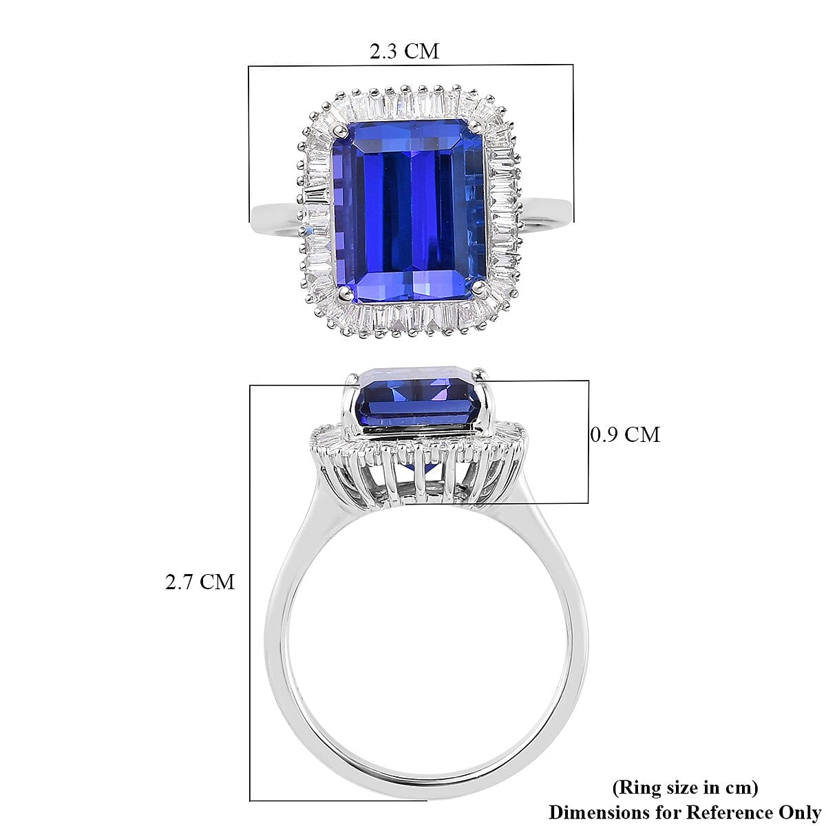 RHAPSODY 950 Platinum AAAA Tanzanite and Diamond (VS-E-F) Ring 7.45 Ct, Platinum wt 7.16 Gms