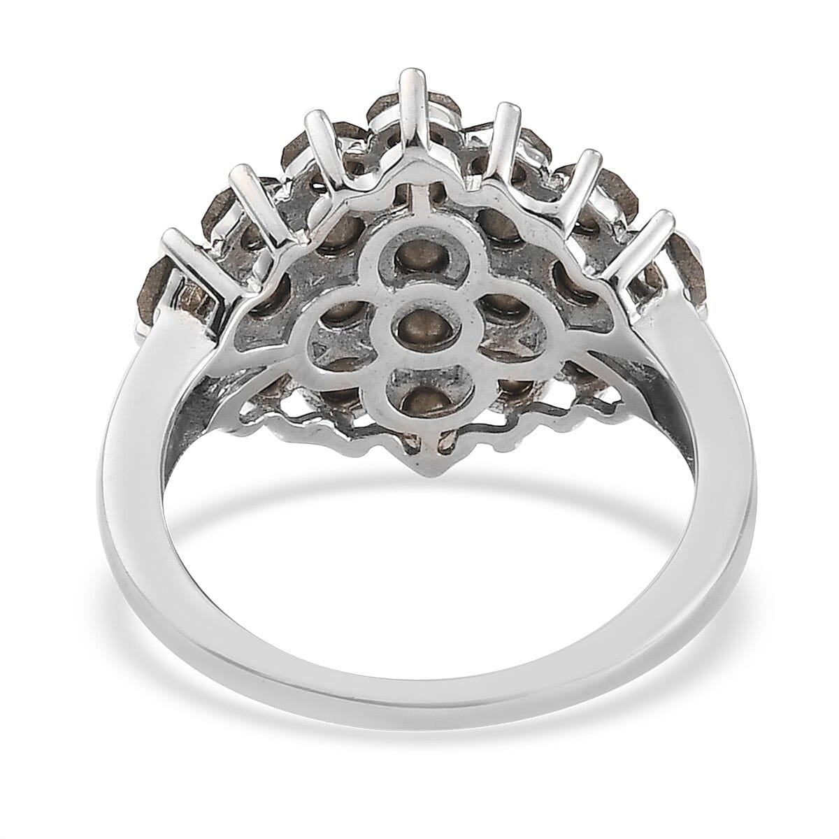J Francis AB Crystal Ring in Silver Tone