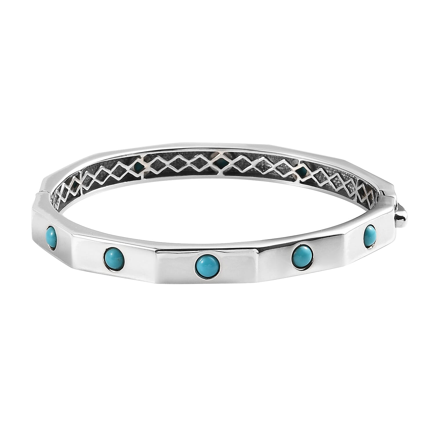 Arizona Sleeping Beauty Turquoise  Full Bangle in Platinum Overlay Sterling Silver 2.52 Ct,  Silver Wt. 25.03 Gms