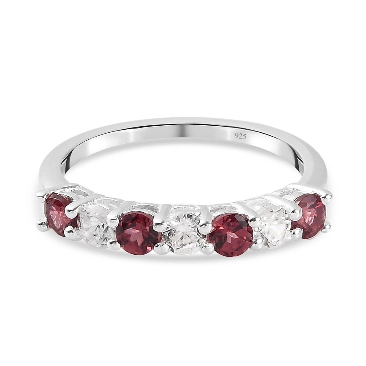 Orissa Rose Garnet & Natural Cambodian Zircon Ring in Sterling Silver 1.07 Ct.