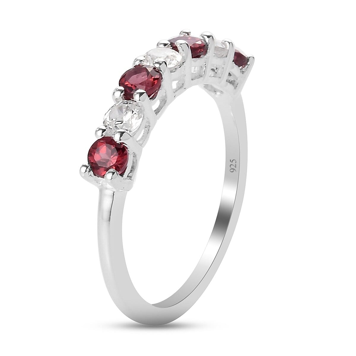 Orissa Rose Garnet & Natural Cambodian Zircon Ring in Sterling Silver 1.07 Ct.