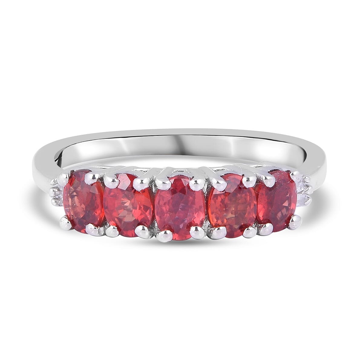 Red Sapphire and Diamond Ring in Platinum Overlay Sterling Silver 1.260 Ct.