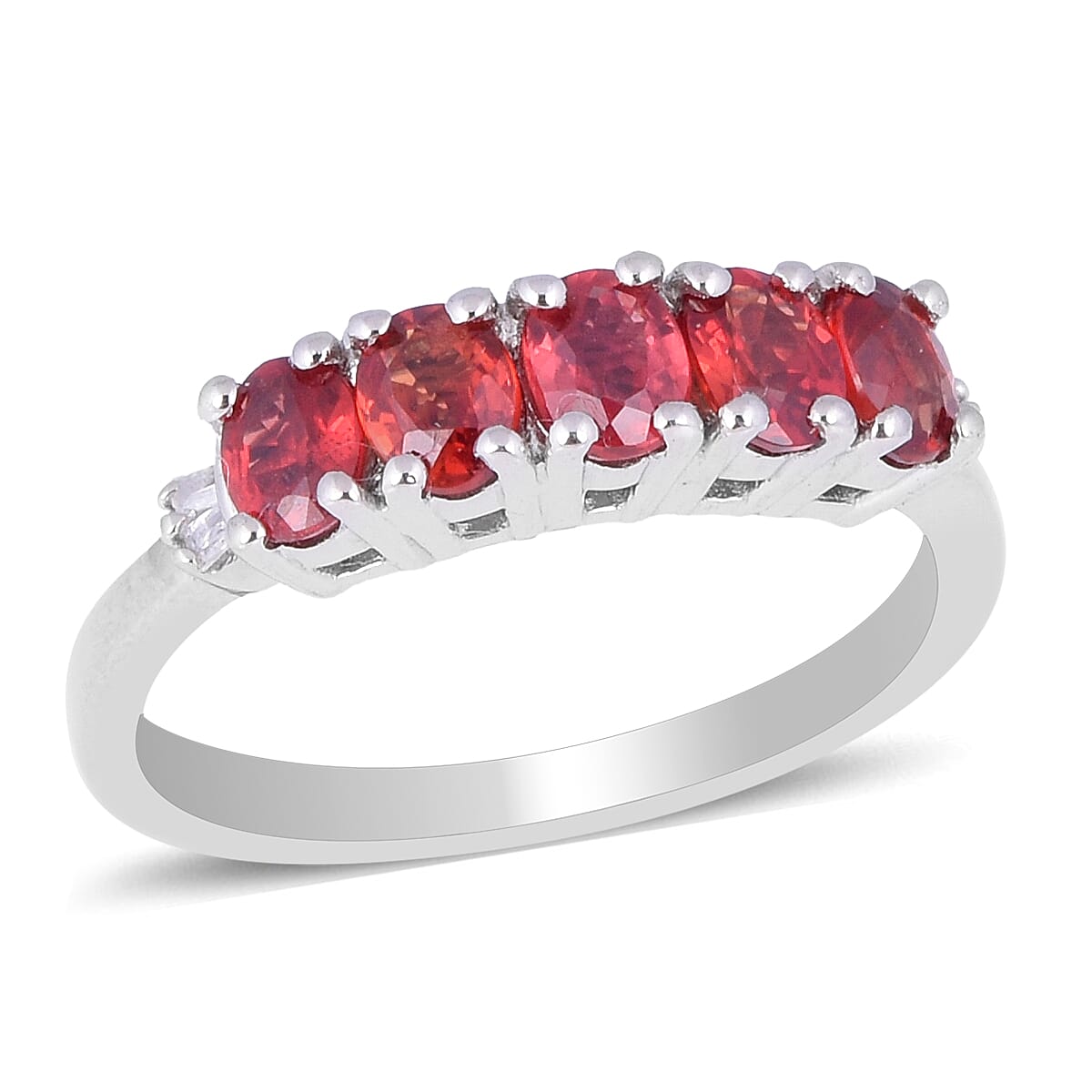Red Sapphire and Diamond Ring in Platinum Overlay Sterling Silver 1.260 Ct.