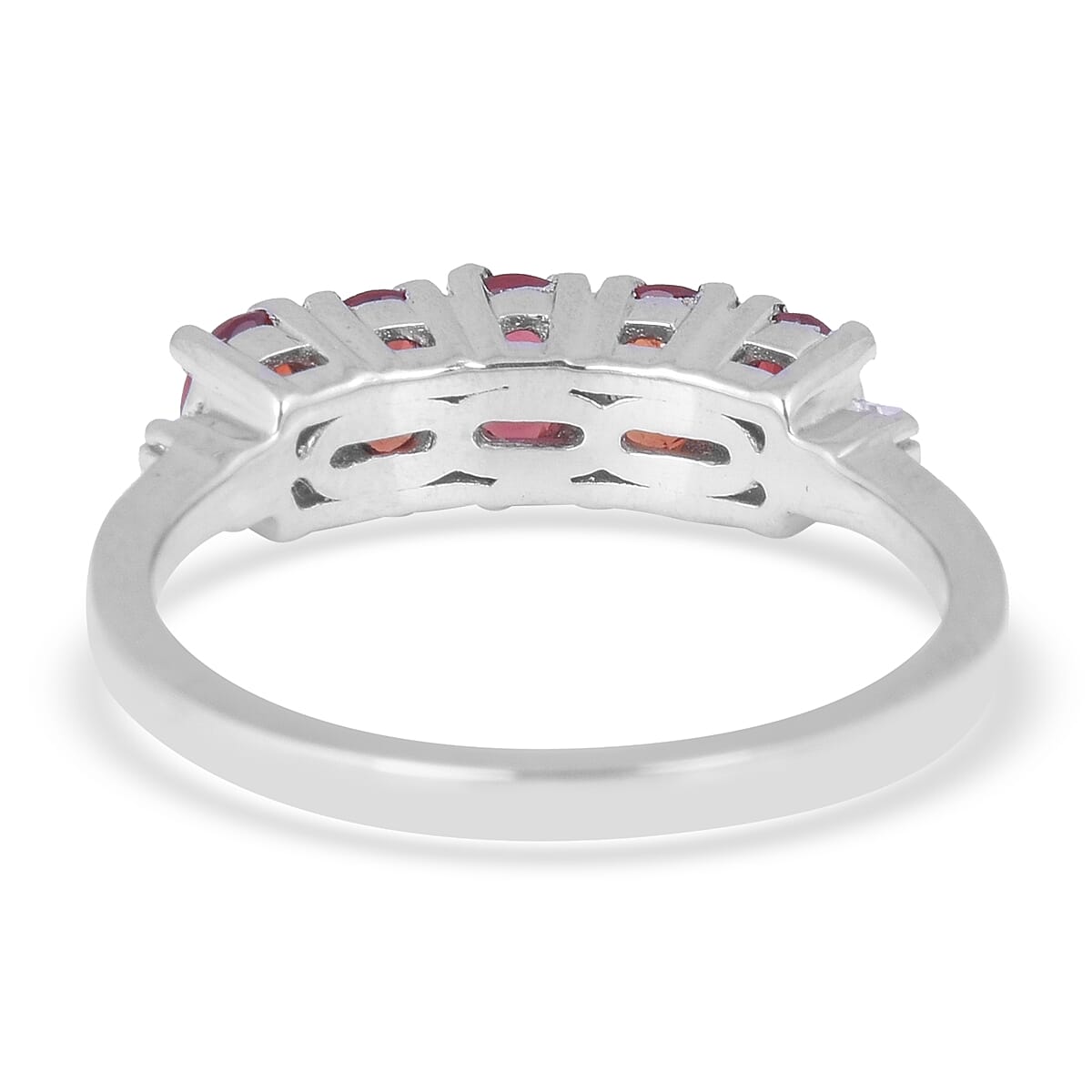 Red Sapphire and Diamond Ring in Platinum Overlay Sterling Silver 1.260 Ct.