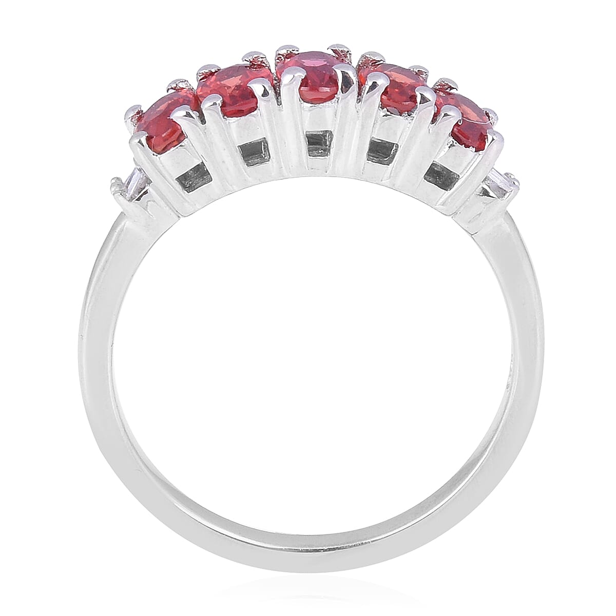 Red Sapphire and Diamond Ring in Platinum Overlay Sterling Silver 1.260 Ct.