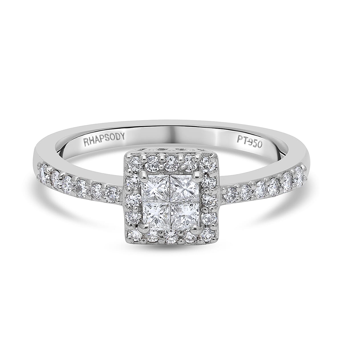 RHAPSODY 950 Platinum IGI Certified Diamond (VS-E-F) Ring 0.50 Ct.