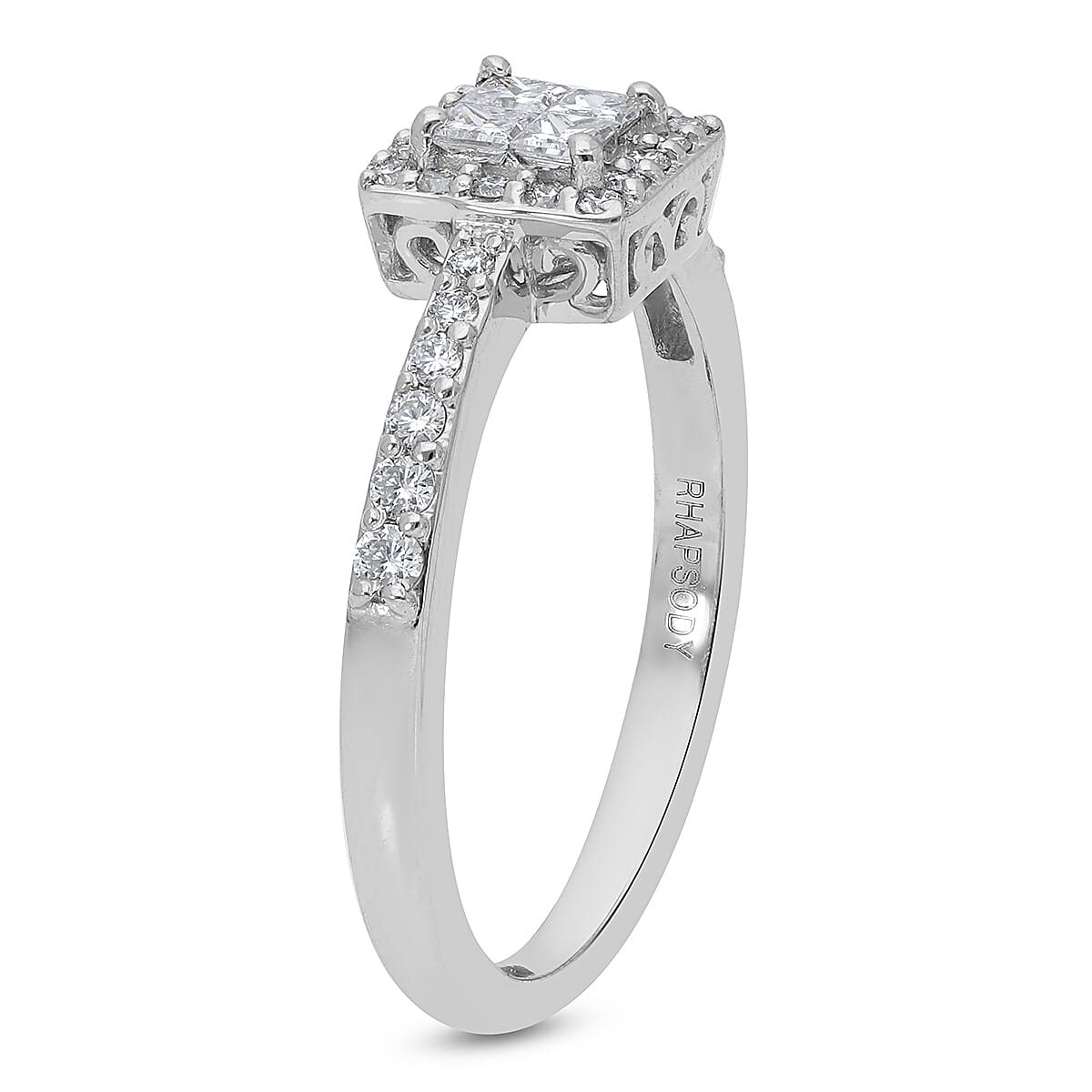 RHAPSODY 950 Platinum IGI Certified Diamond (VS-E-F) Ring 0.50 Ct.