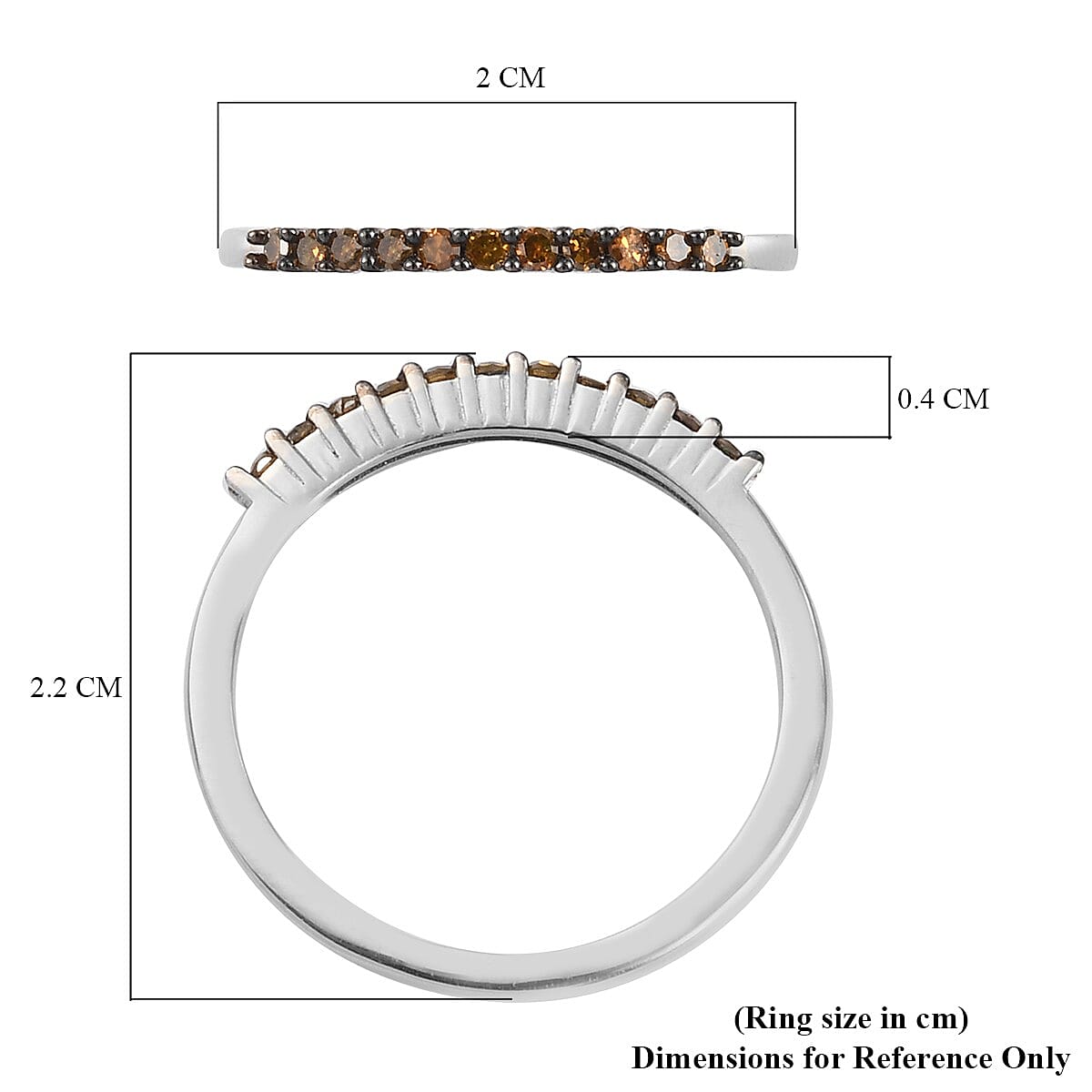 Red Diamond Half Eternity Ring in Sterling Silver