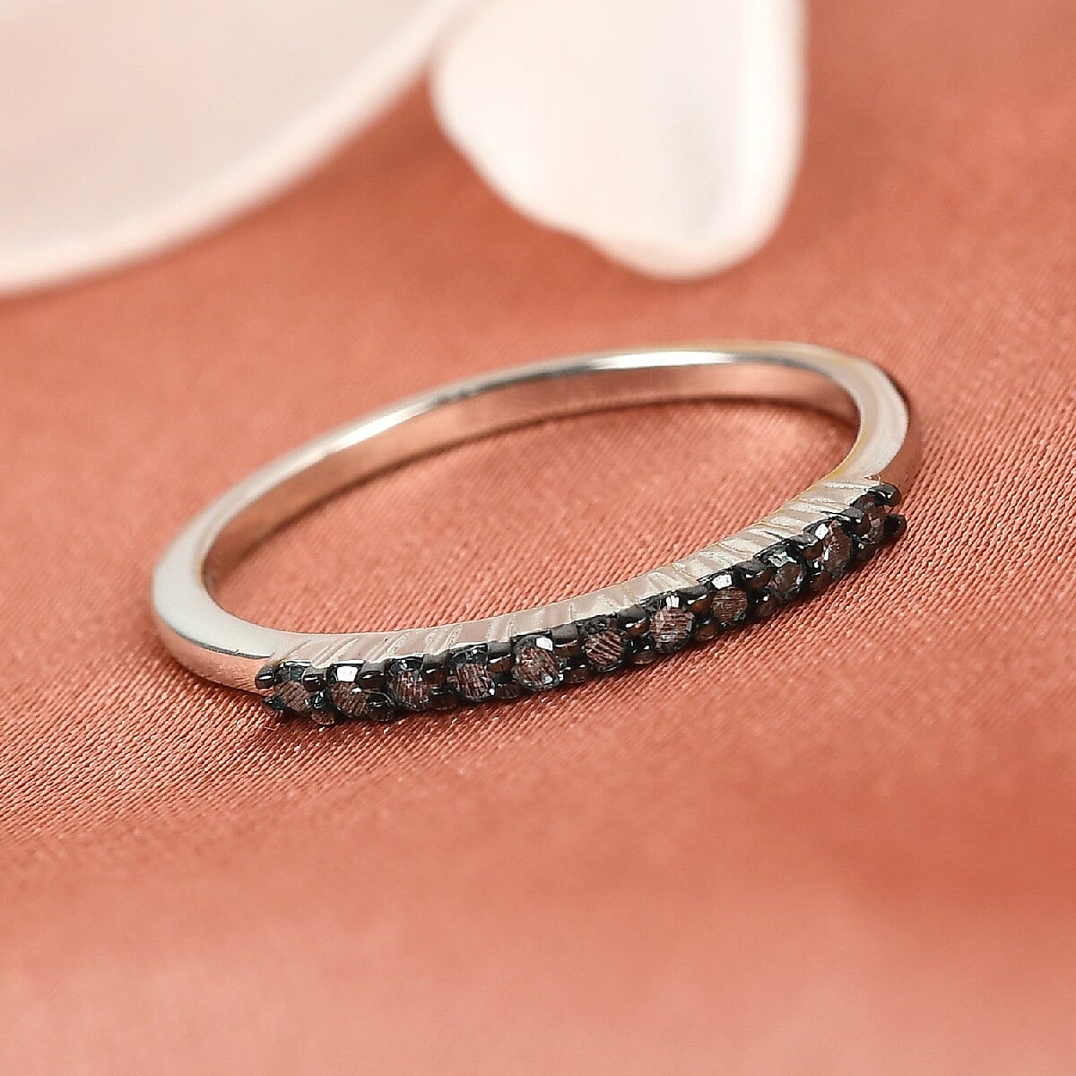 Blue Diamond Half Eternity Ring in Sterling Silver
