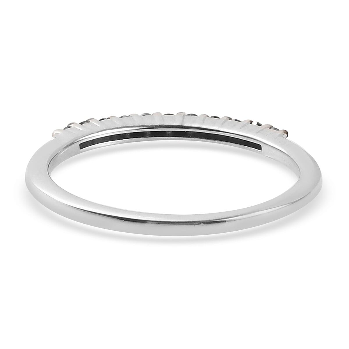 Blue Diamond Half Eternity Ring in Sterling Silver