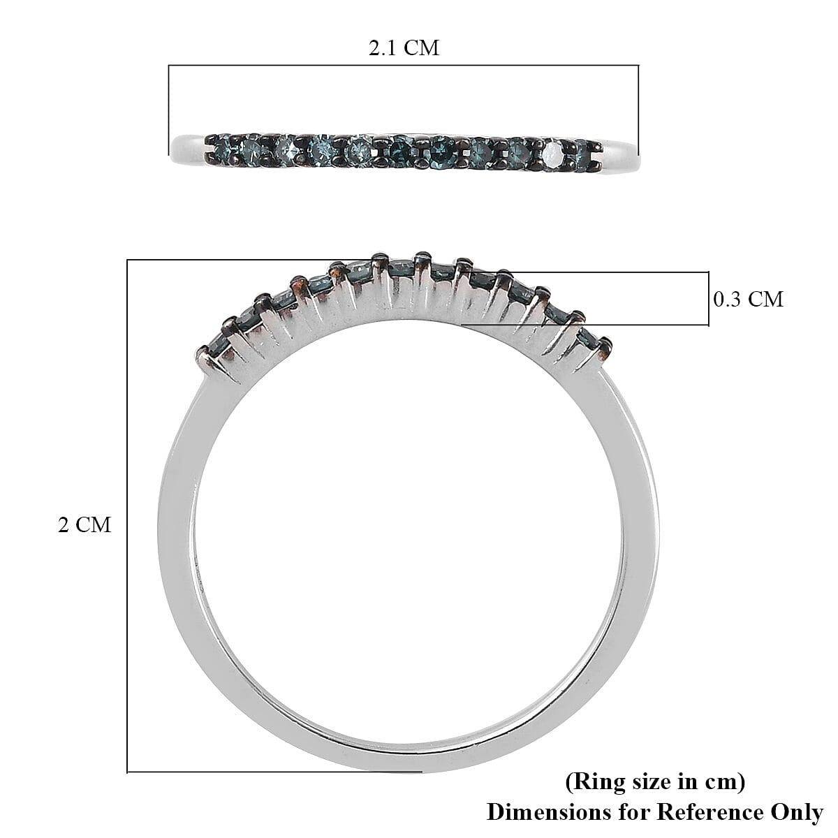 Blue Diamond Half Eternity Ring in Sterling Silver