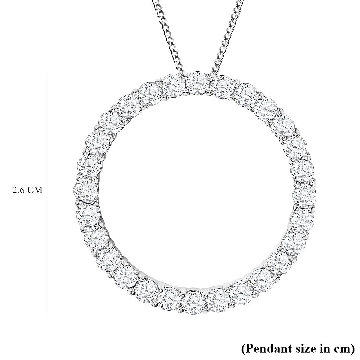 Moissanite Circle of Life Pendant With Chain (Size -18) in Rhodium Overlay Sterling Silver