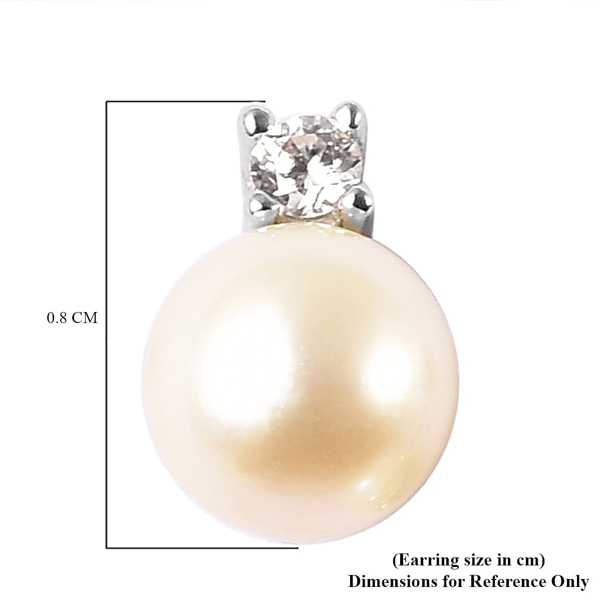 Japanese Akoya Pearl and Natural Cambodian Zircon Stud Earrings (with Push Back) in Rhodium Overlay Sterling Silver
