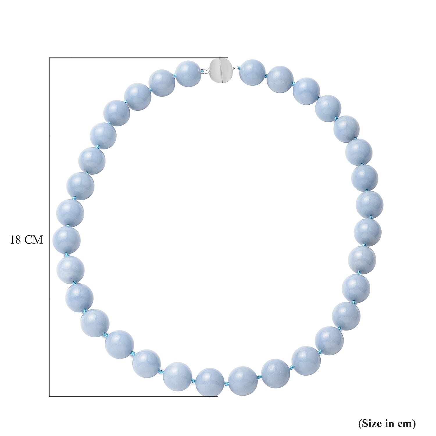 Angelite Beads Necklace (Size - 20) With Magnetic Clasp in Rhodium Overlay Sterling Silver 689 Ct.