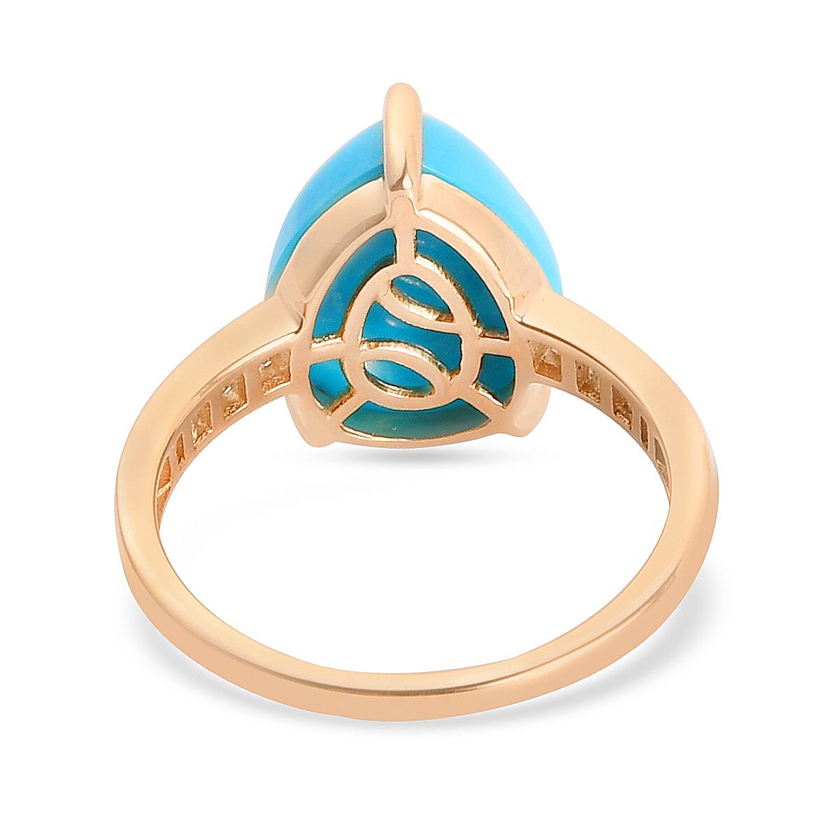 9K Yellow Gold AA Arizona Sleeping Beauty Turquoise and Diamond Ring 4.36 Ct.