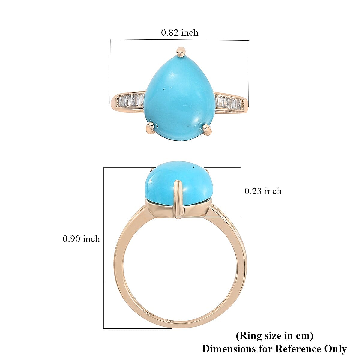 9K Yellow Gold AA Arizona Sleeping Beauty Turquoise and Diamond Ring 4.36 Ct.