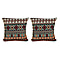 Set of 2 - Turkish Kilim Pattern Cushion Covers - Green and Multi
