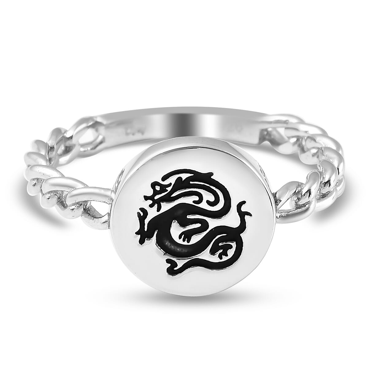 Sterling Silver Dragon Signet Ring