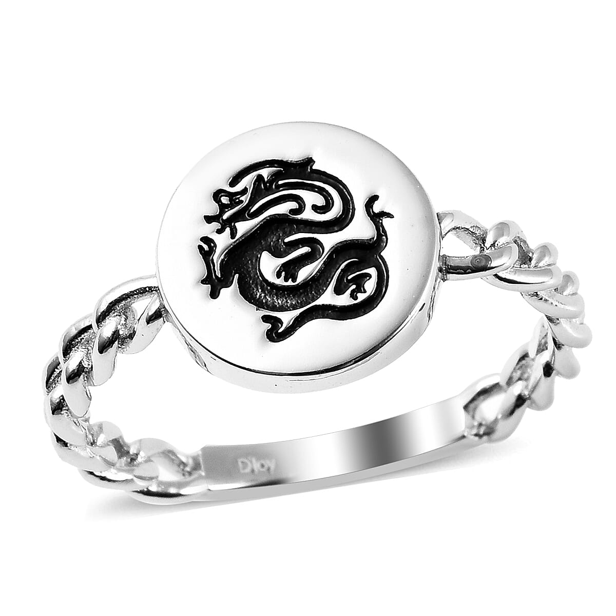 Sterling Silver Dragon Signet Ring