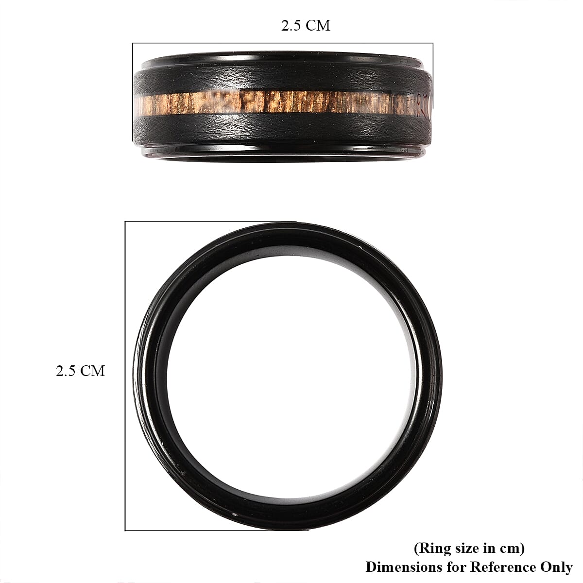 Acacia Wood Tungsten Band Ring in Black Tone