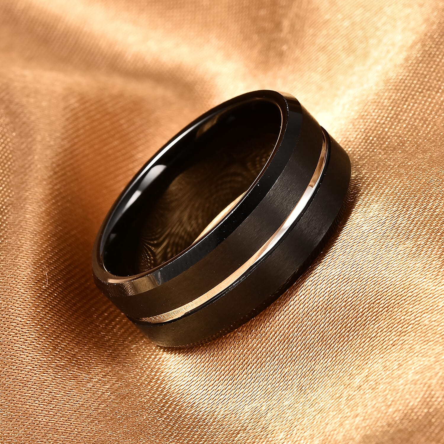 Tungsten & Stainless Steel Band Ring in Dual Tone