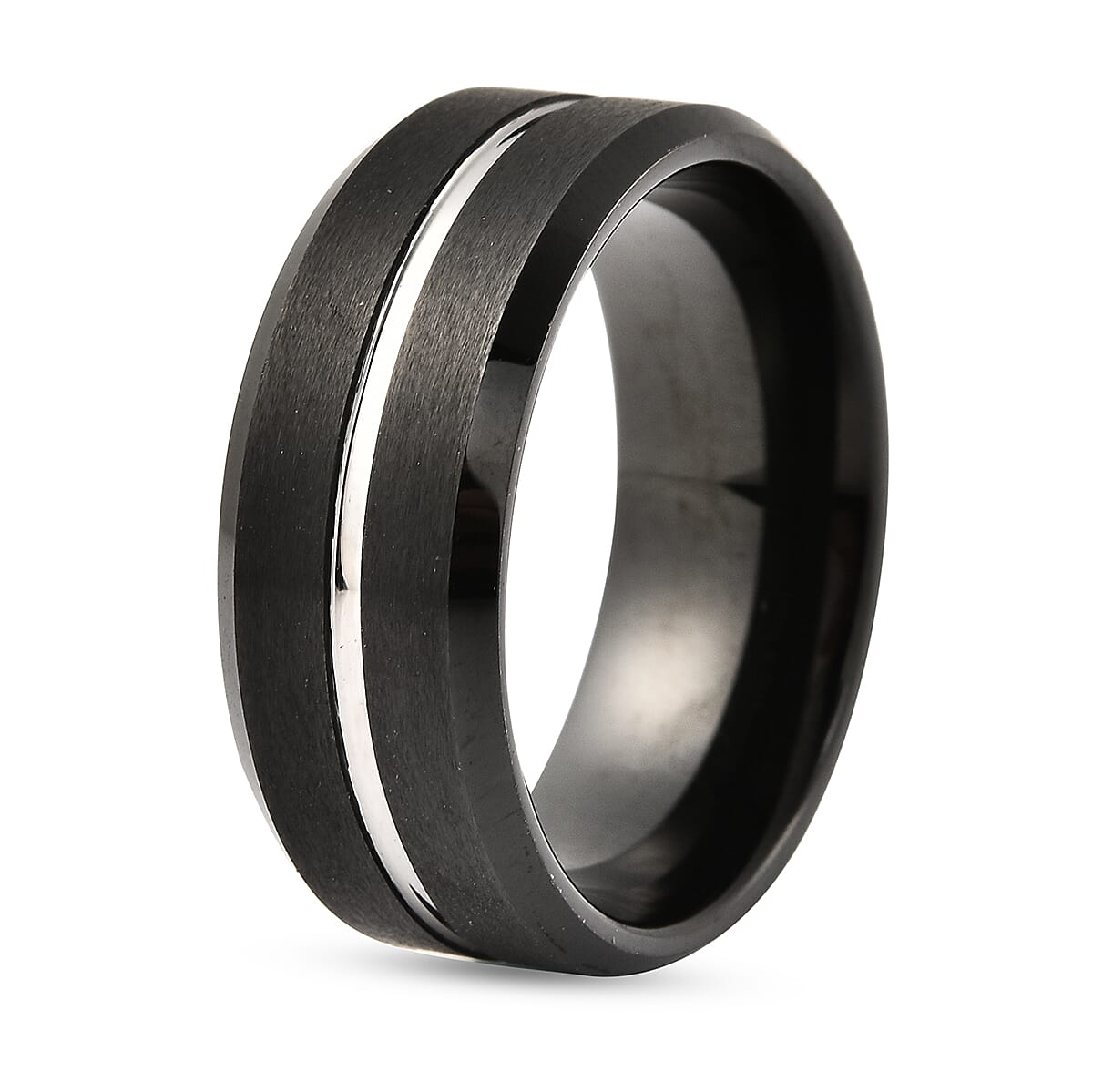 Tungsten & Stainless Steel Band Ring in Dual Tone