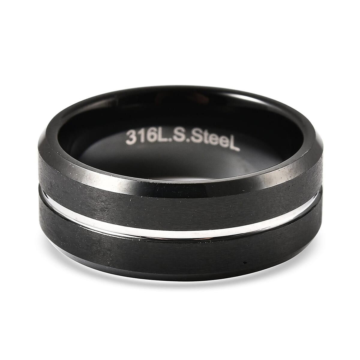 Tungsten & Stainless Steel Band Ring in Dual Tone