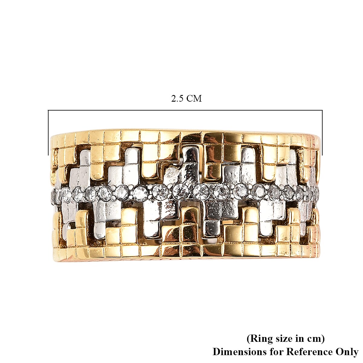 Set of 3 Simulated Diamond Stackable Puzzle Ring in Two Tone
