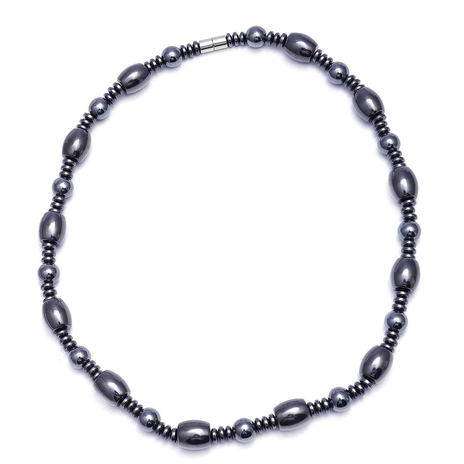 2 Piece Set - Hematite Necklace (Size 20) with Magnetic Lock and Stretchable Bracelet (Size 7.5) 712.500 Ct.