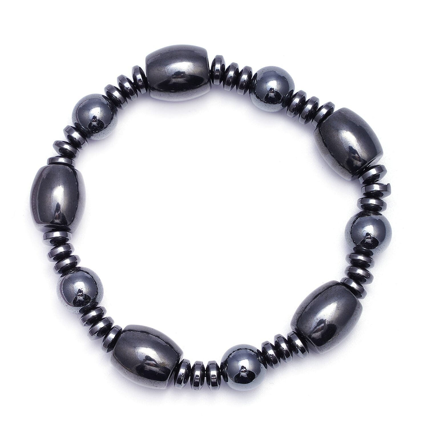 2 Piece Set - Hematite Necklace (Size 20) with Magnetic Lock and Stretchable Bracelet (Size 7.5) 712.500 Ct.