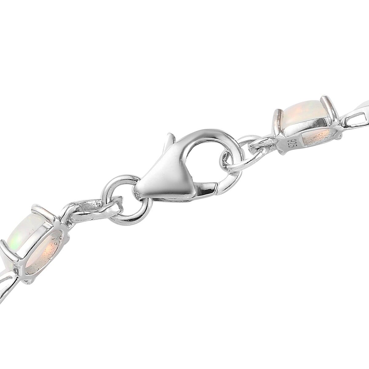 AAA Wegel Tena Opal Link Bracelet (Size 7) in Platinum Overlay Sterling Silver 2.790 Ct.