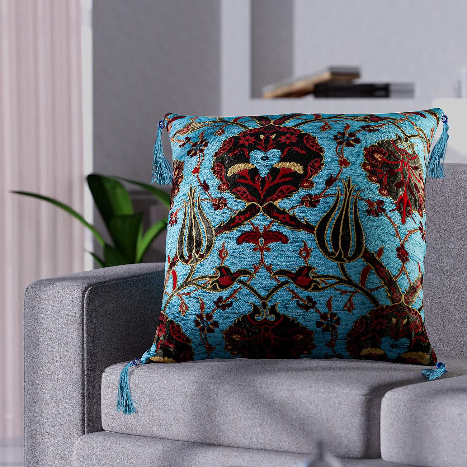 Set-of---Turkish-Hand-made-Cushion-Covers-with-Zipper-Closure-Turquois