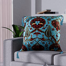 Set of 2 Turkish Cushion Covers with Zipper Closure - Blue