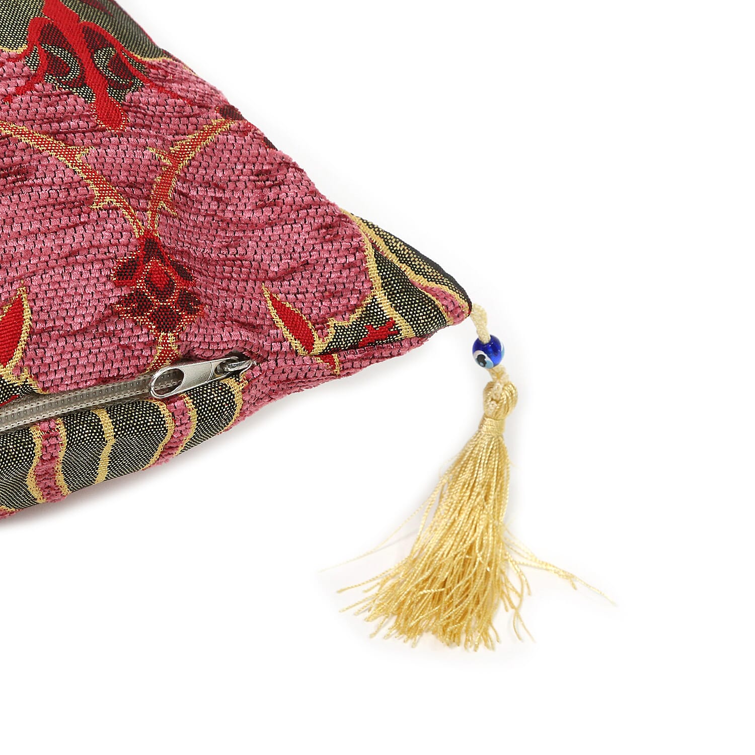 Set of 2 -  Turkish Handmade Cushion Covers with Zipper Closure (Size 45.72x45.72 cm) - Red