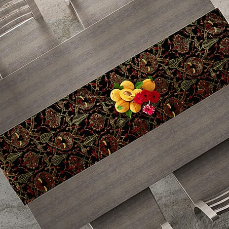 Turkish Table Runner with Tassels (Size 175x49 cm) - Black