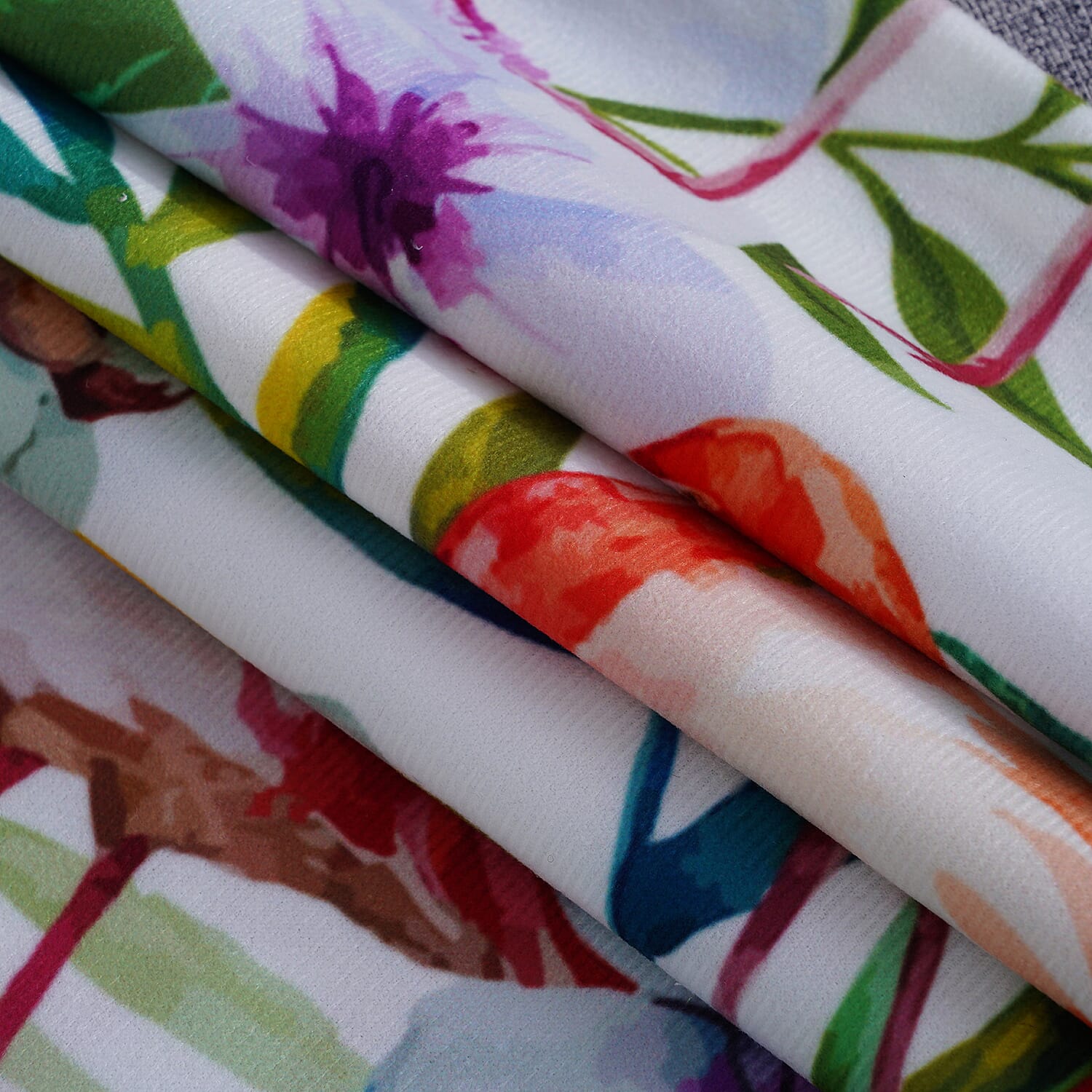 Set of 2 - Flamingo & Flower Pattern Cushion Cover with Zipper Closure (Size 43x43cm) - Green, White & Multi